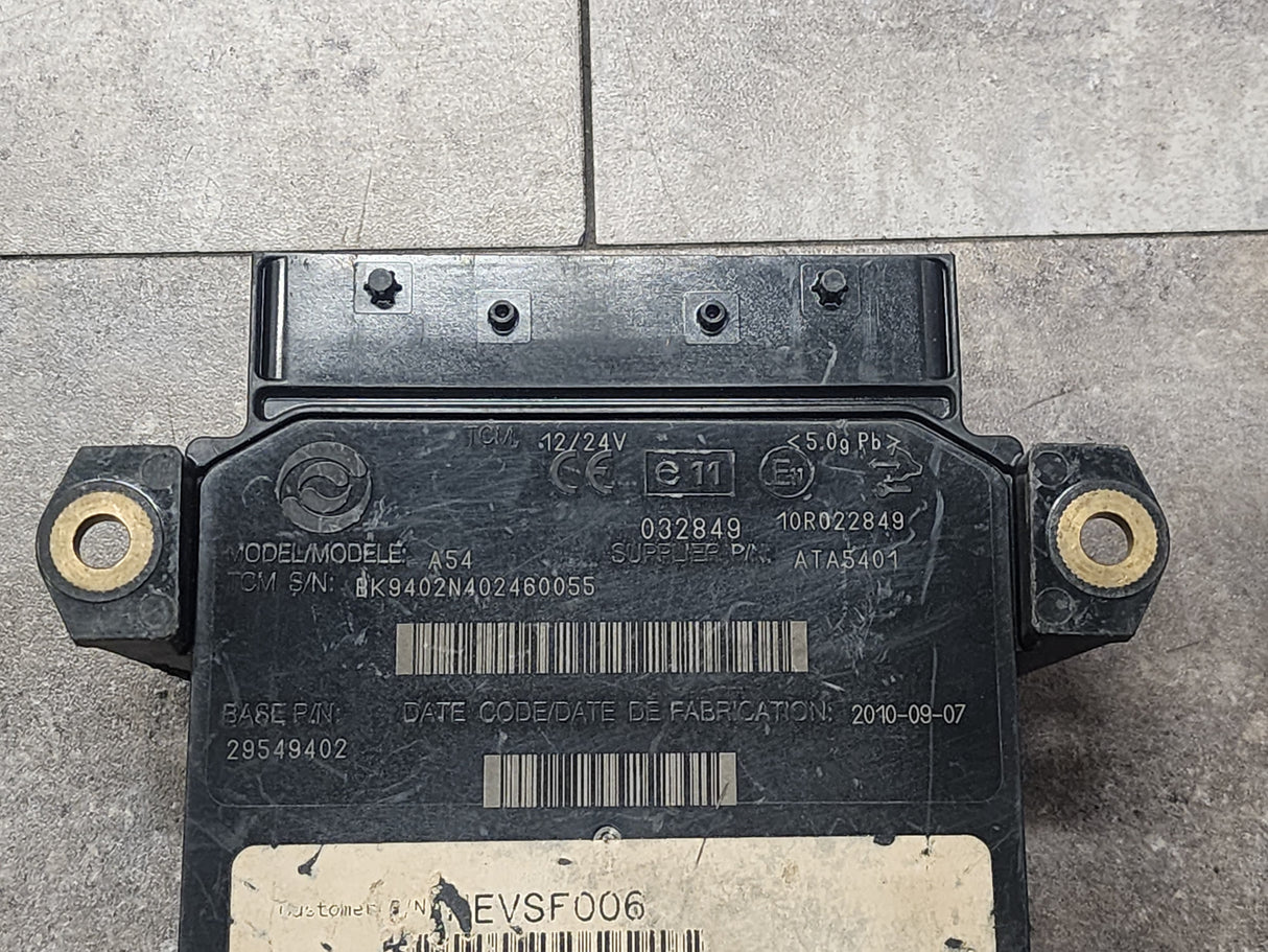 Allison Transmission Control Module (TCM) Part # 29549402, Model No. A54, e11, 10R022849