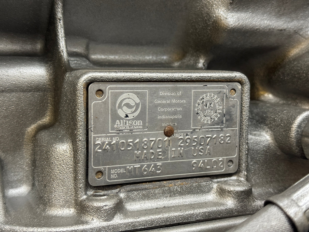 Allison MT643 Transmission w/ PTO For Sale