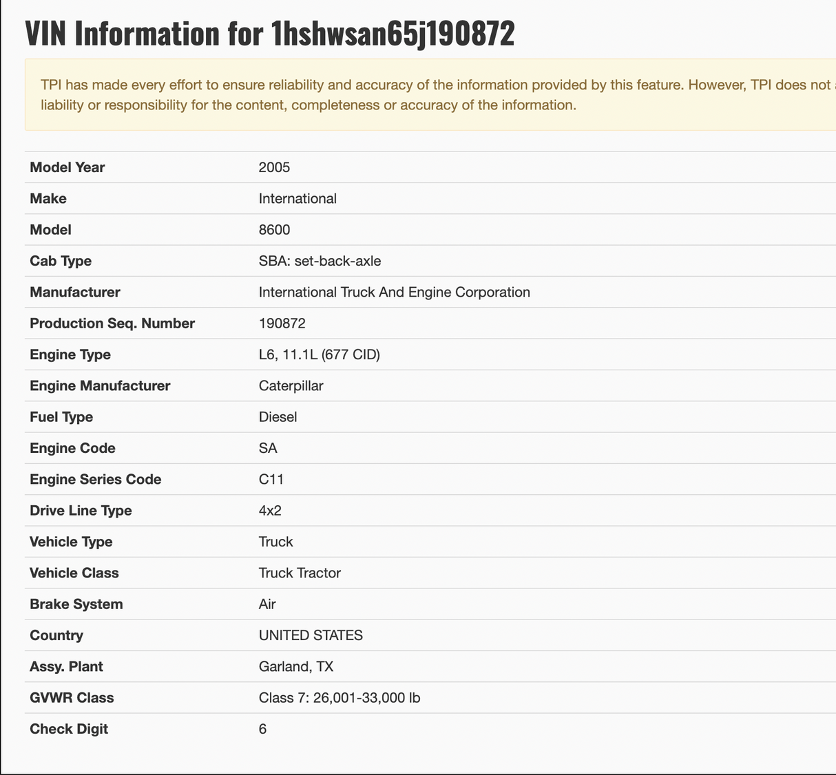 2005 International 8600 SBA-SET BACK-AXLE Cab For Sale