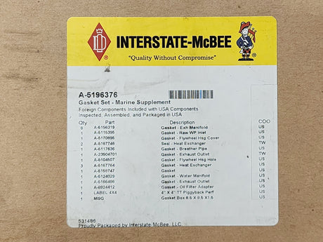 McBee's Detroit Marine Supplement Gasket Set A-5196376