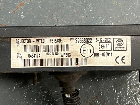 2002 Allison WPB03 Transmission Push Button Electric Shifter Selector Pad Part # 29538022 For Sale