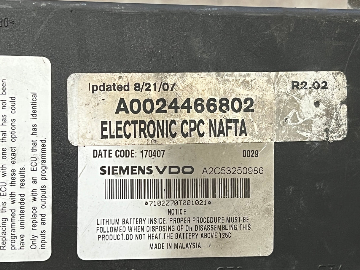 Freightliner Cascadia Body Control Module Part # A 002 446 68 02