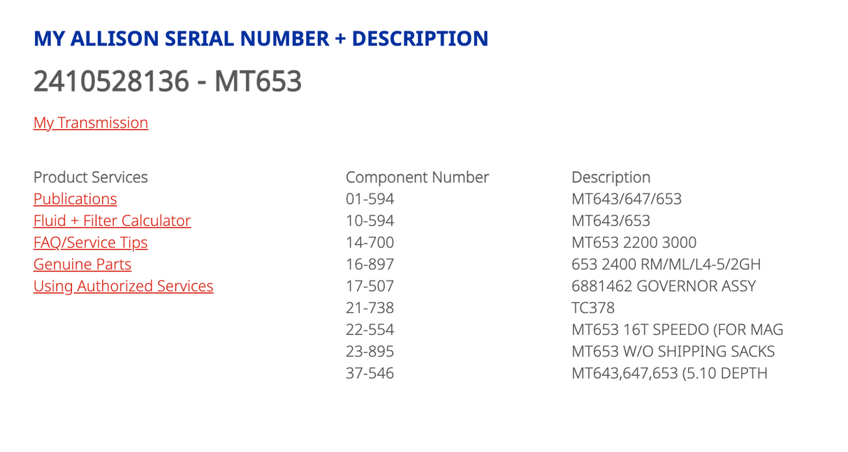 Allison MT653 Transmission For Sale