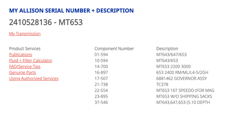 Allison MT653 Transmission For Sale