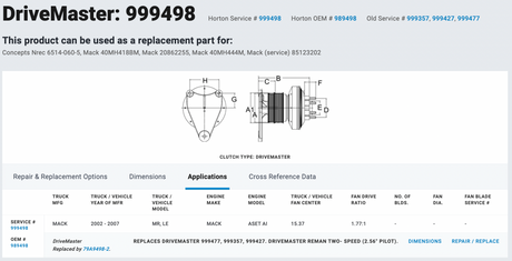 Horton Mack AI 999498 Fan Clutch For Sale