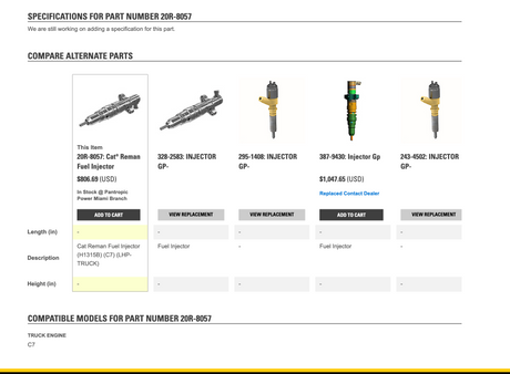 Caterpillar C7 Engine HEUI(TM) Fuel Injector 241-3238