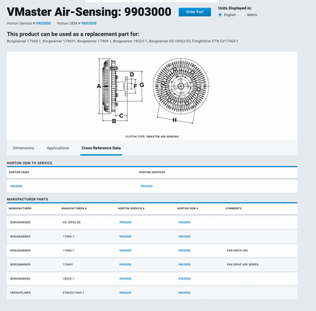 1991-2003 Freightliner BorgWarner VMaster Air-Sensing Fan Clutch 17969-1