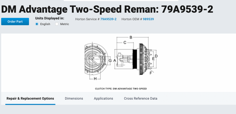 Cummins ISM Horton 2-Speed Fan Clutch 79A9539-2