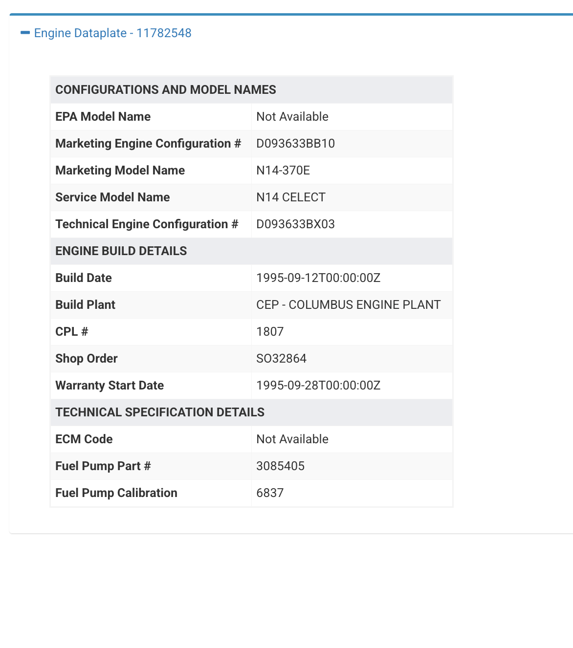 1995 Cummins N14-370E Celect Engine Control Module (ECM) For Sale