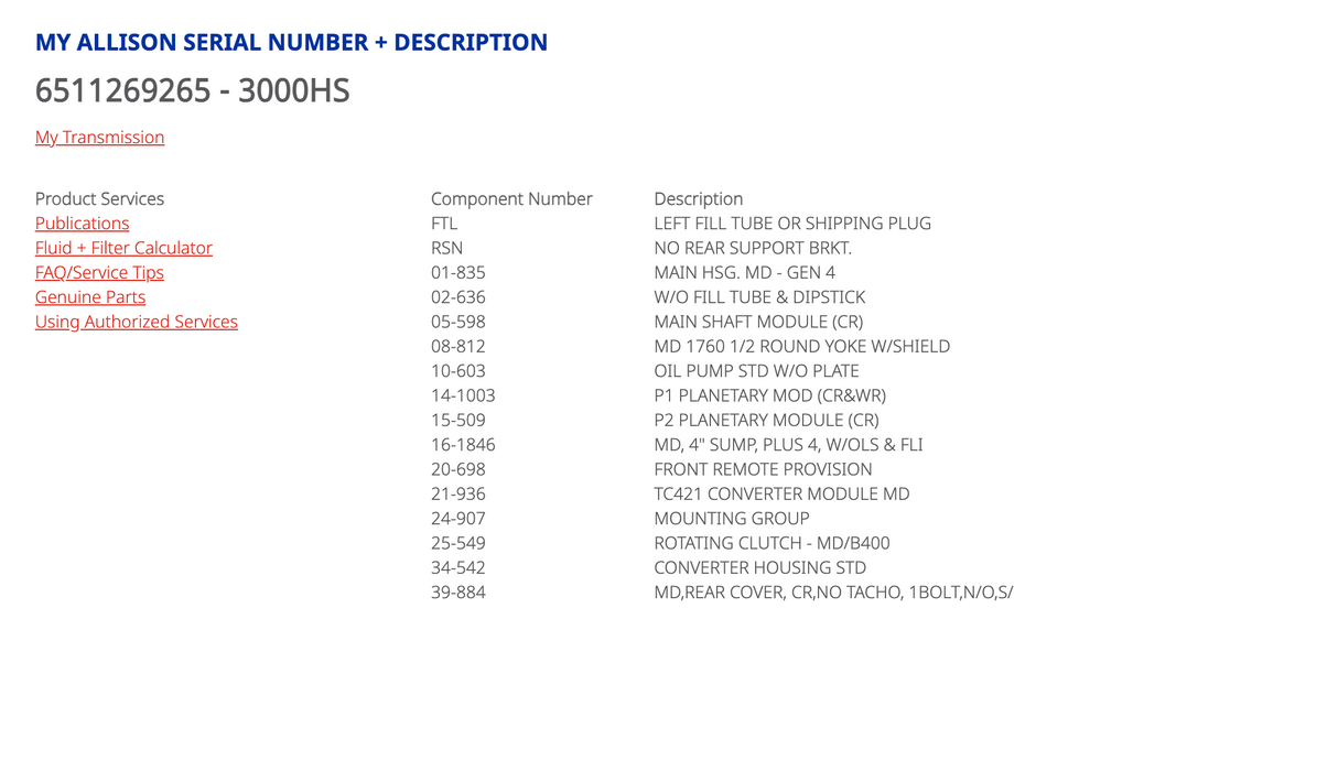 Allison 3000HS Transmission For Sale, 29544146, 14K17, TIDA