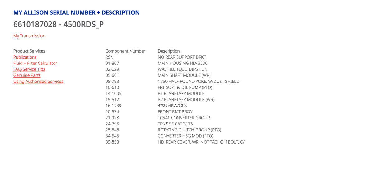 Allison 4500RDSP Transmission For Sale, 4500RDS w/ PTO Provision, 29544592