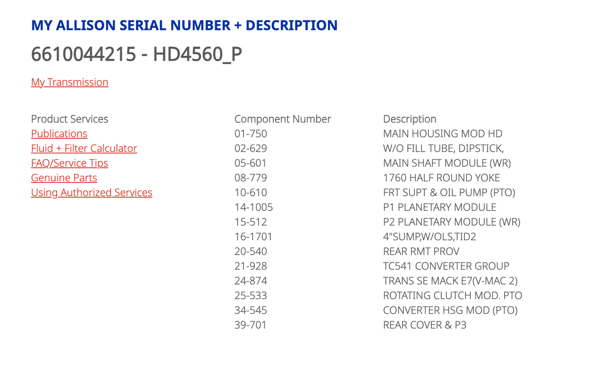 Allison HD4560 Transmission For Sale, HD4560 P Transmission