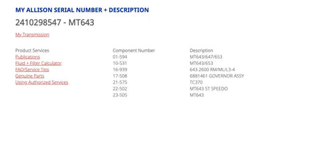 Allison MT643 Transmission For Sale, Part # 23012178